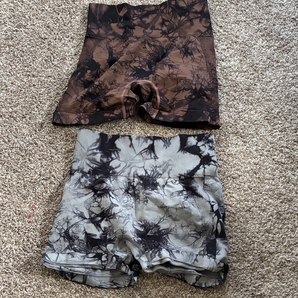 Women’s bundle brown and grey tie-die gym shorts